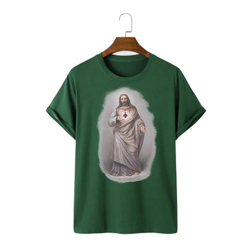 Christianartworkshop T-Shirt im Retro-Stil mit Herz-Jesu-Motiv, kurzärmlig, gewaschen