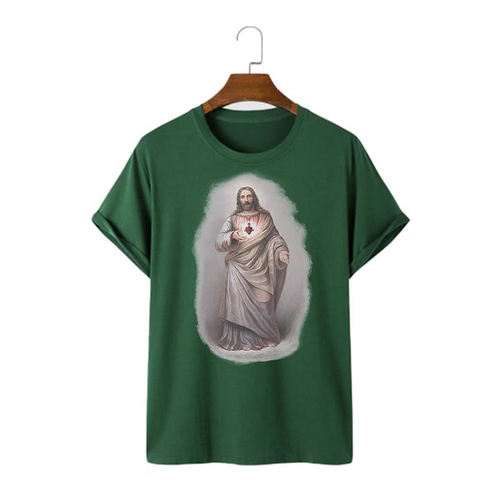 Christianartworkshop T-Shirt im Retro-Stil mit Herz-Jesu-Motiv, kurzärmlig, gewaschen