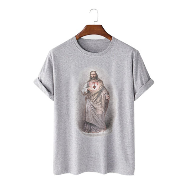 Christianartworkshop T-Shirt im Retro-Stil mit Herz-Jesu-Motiv, kurzärmlig, gewaschen