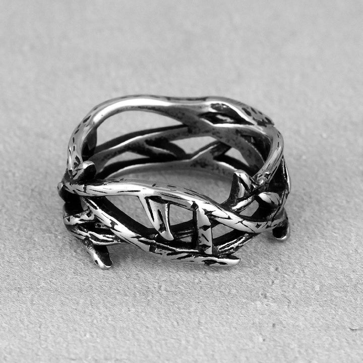 Christianartworkshop Handgefertigter Ring im Retro-Stil mit Jesuskrone aus Titanstahl - image 3