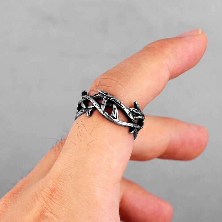 Christianartworkshop Handgefertigter Ring im Retro-Stil mit Jesuskrone aus Titanstahl - image 2