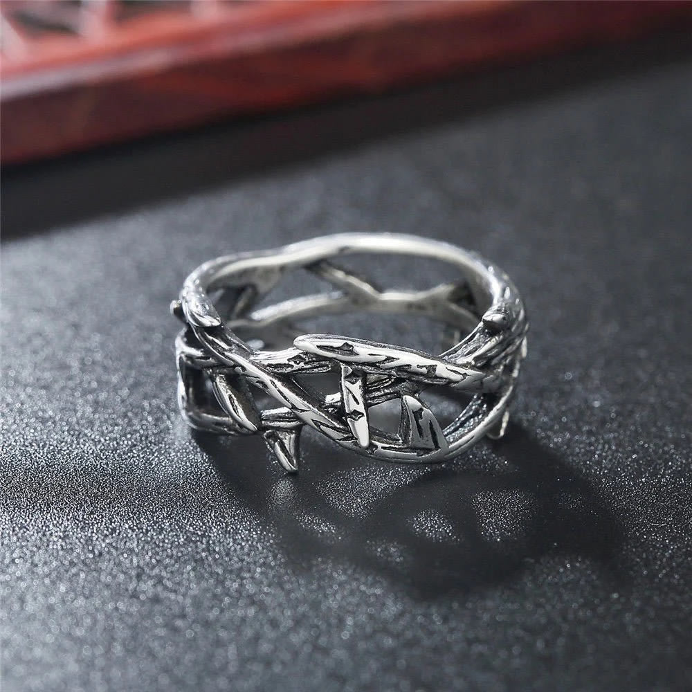 Christianartworkshop Handgefertigter Ring im Retro-Stil mit Jesuskrone aus Titanstahl - US 12 - image 0
