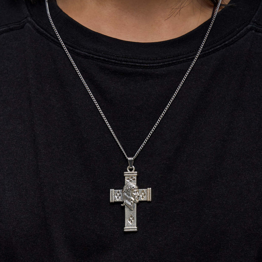 Christianartworkshop Halskette mit Anhänger im Retro-Stil mit Jesus-Symbol und Kreuz
