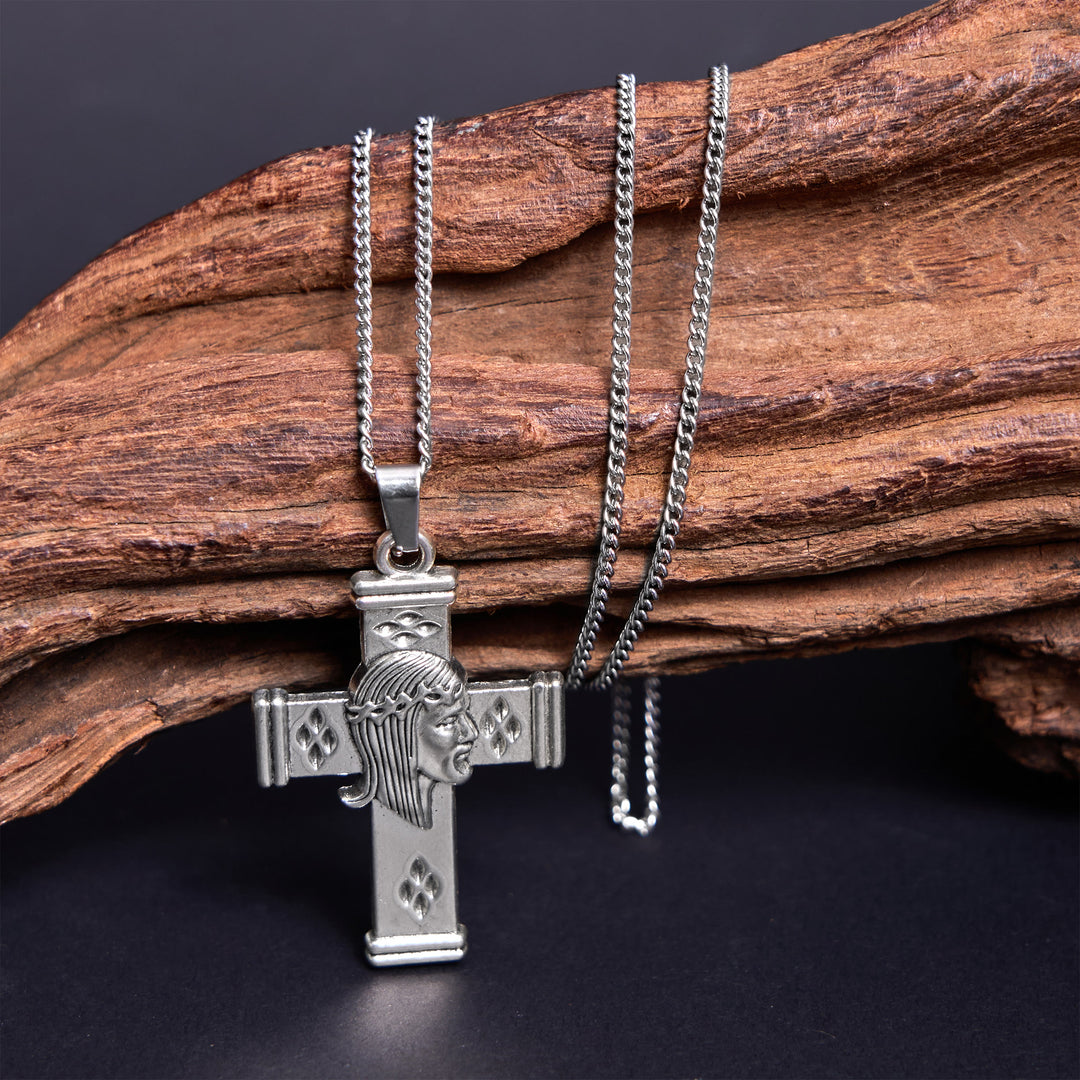 Christianartworkshop Halskette mit Anhänger im Retro-Stil mit Jesus-Symbol und Kreuz