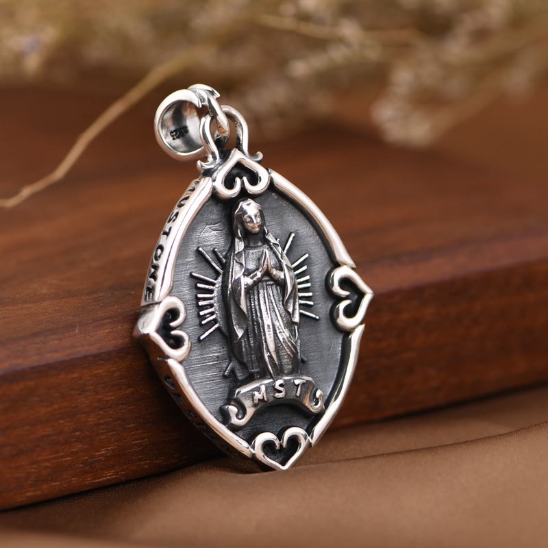 Christianartworkshop Halskette im Retro-Stil mit Anhänger „Unsere Liebe Frau von Guadalupe“ aus Sterlingsilber. - image 1