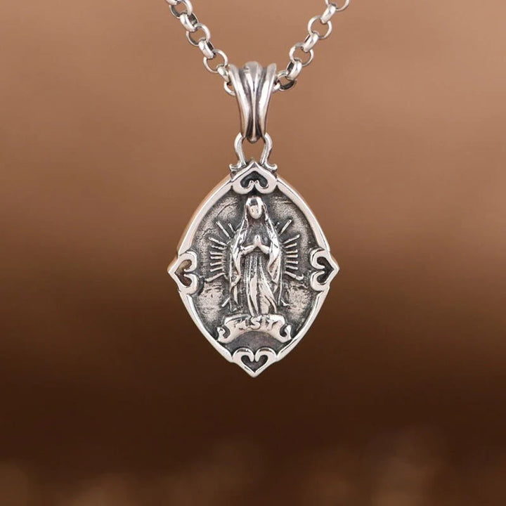 Christianartworkshop Halskette mit Anhänger „Unsere Liebe Frau von Guadalupe“ aus Sterlingsilber im Retro-Stil