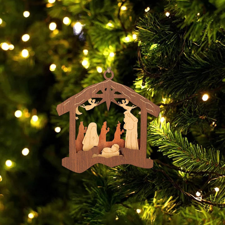 Christianartworkshop Klassischer Krippenanhänger im minimalistischen Stil, Weihnachtskrippe, hängende Ornamente - image 5