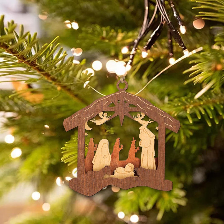 Christianartworkshop Klassischer Krippenanhänger im minimalistischen Stil, Weihnachtskrippe, hängende Ornamente - image 4