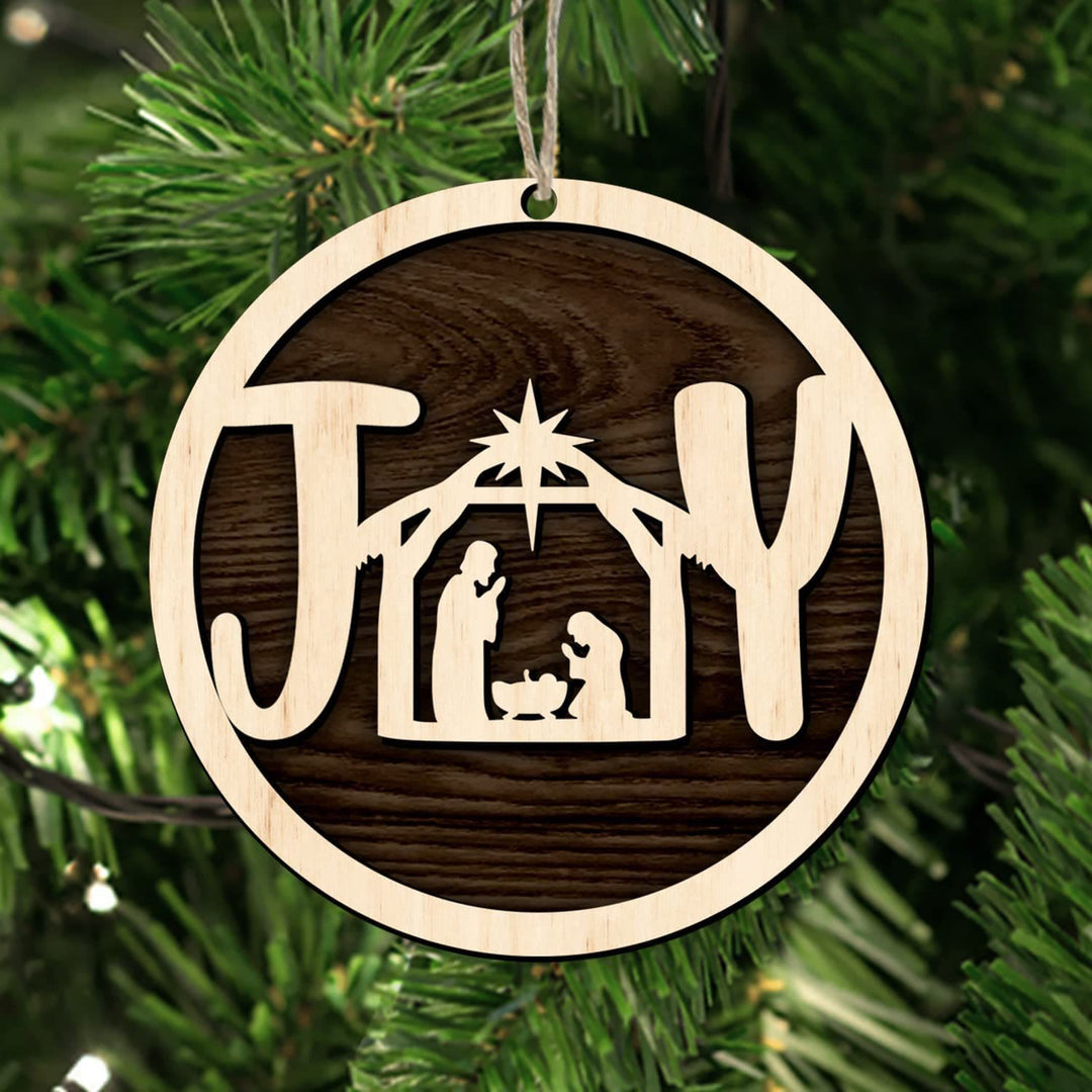 Christianartworkshop Holz-Krippenanhänger im minimalistischen Stil, Freuden-Anhänger, Weihnachtskrippe, hängende Ornamente - Weihnachtskrippe - image 0