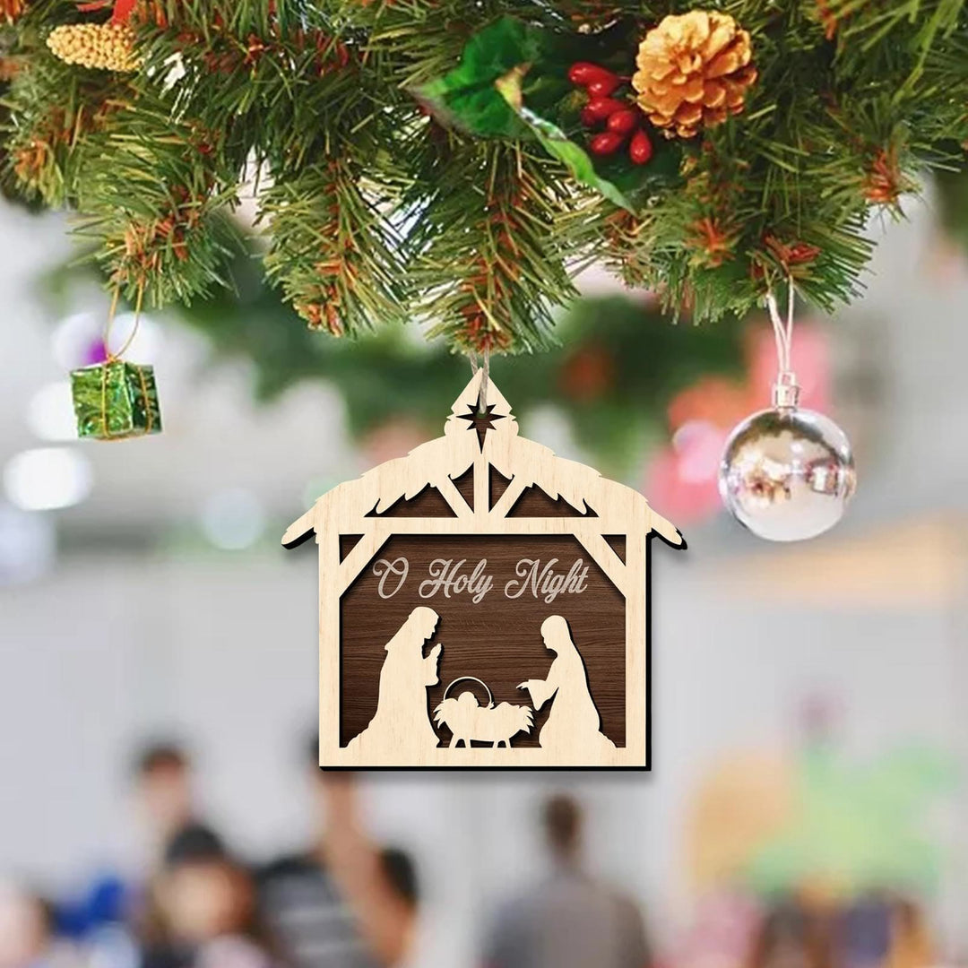 Christianartworkshop Weihnachtskrippenanhänger im rustikalen, minimalistischen Stil, Weihnachtskrippe, hängende Ornamente - image 5