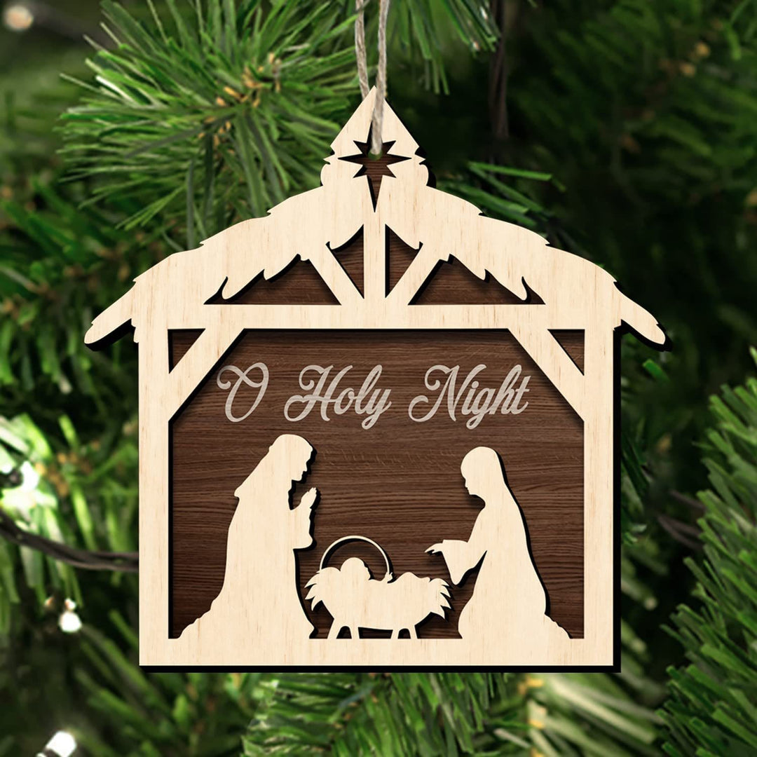 Christianartworkshop Weihnachtskrippenanhänger im rustikalen, minimalistischen Stil, Weihnachtskrippe, hängende Ornamente - Weihnachtskrippe - image 0
