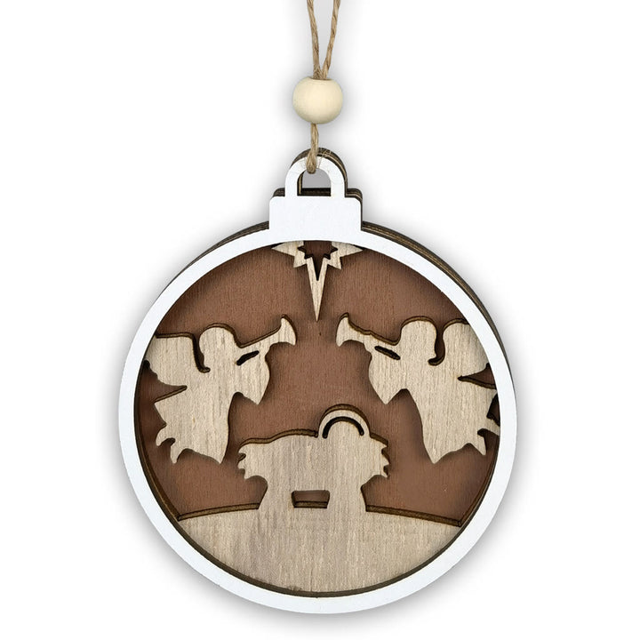 Christianartworkshop Krippenanhänger im minimalistischen Stil, geschichtete Engelsfiguren aus Holz, Weihnachtskrippe, hängende Ornamente - image 4