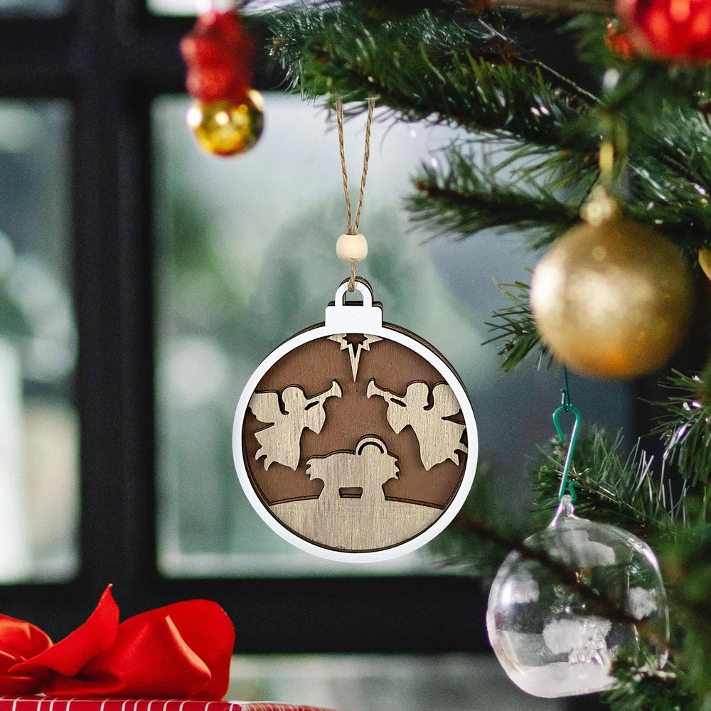 Christianartworkshop Krippenanhänger im minimalistischen Stil, geschichtete Engelsfiguren aus Holz, Weihnachtskrippe, hängende Ornamente - image 1