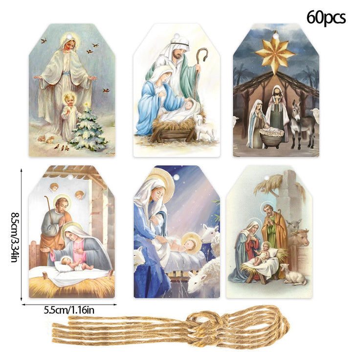 Christianartworkshop Weihnachtskrippe im weichen und traditionellen Stil, hängende Dekoration, Requisiten, Geschenkanhänger (60 Stück)