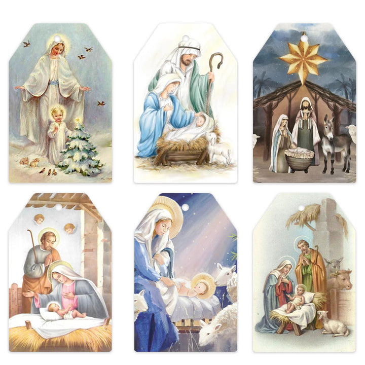 Christianartworkshop Weihnachtskrippe im weichen und traditionellen Stil, hängende Dekoration, Requisiten, Geschenkanhänger (60 Stück)