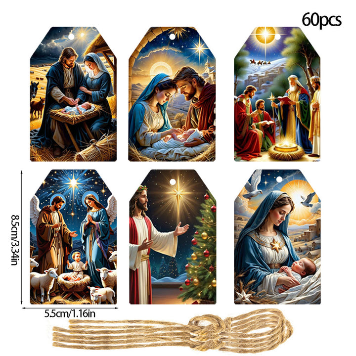 Christianartworkshop Weihnachtskrippe im weichen und traditionellen Stil, hängende Dekoration, Requisiten, Geschenkanhänger (60 Stück)