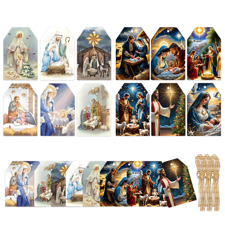 Christianartworkshop Weihnachtskrippe im weichen und traditionellen Stil, hängende Dekoration, Requisiten, Geschenkanhänger (60 Stück)