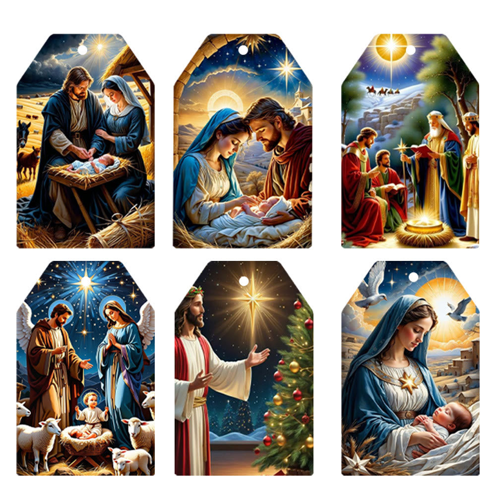 Christianartworkshop Weihnachtskrippe im weichen und traditionellen Stil, hängende Dekoration, Requisiten, Geschenkanhänger (60 Stück)