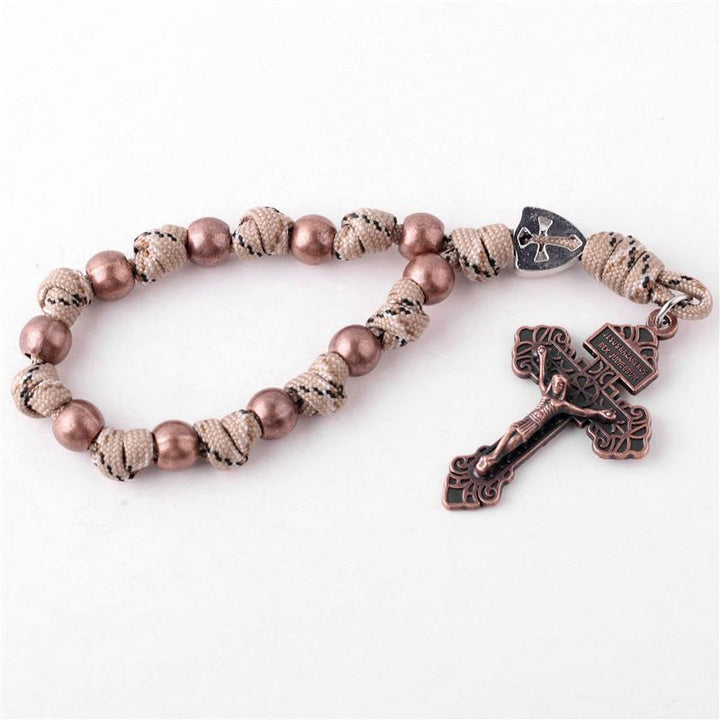 Christianartworkshop 4 Farben Paracord Handgefertigter Taschenrosenkranz/Autoschutz-Anhänger zum Aufhängen - Kamel - image 3