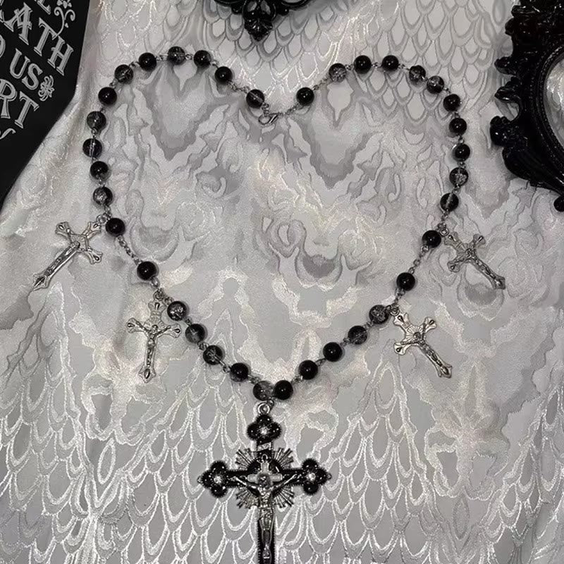 Christianartworkshop Halskette mit geheimnisvollem Kruzifix-Anhänger im gotischen Stil, Schlüsselbeinkette
