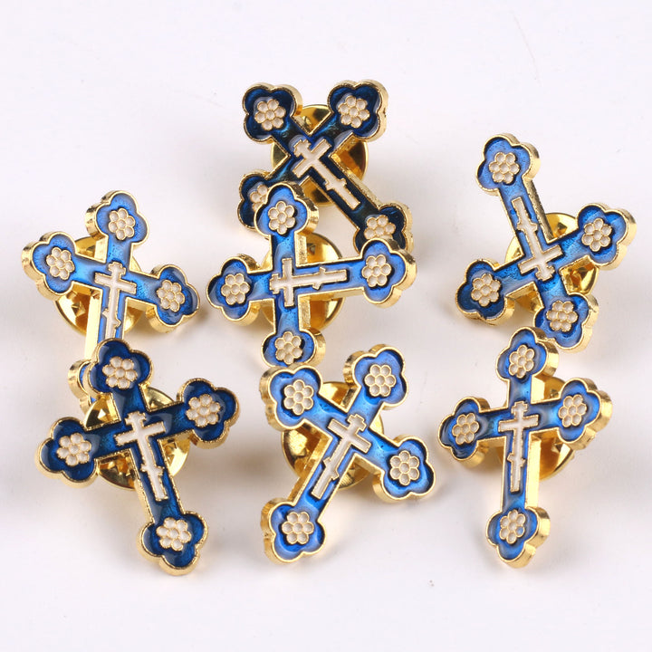 Christianartworkshop 4 Stück/Set Retro-Stil Croix de Pomander Kreuz Abzeichen Anti-Exposure Pin Religion Brosche