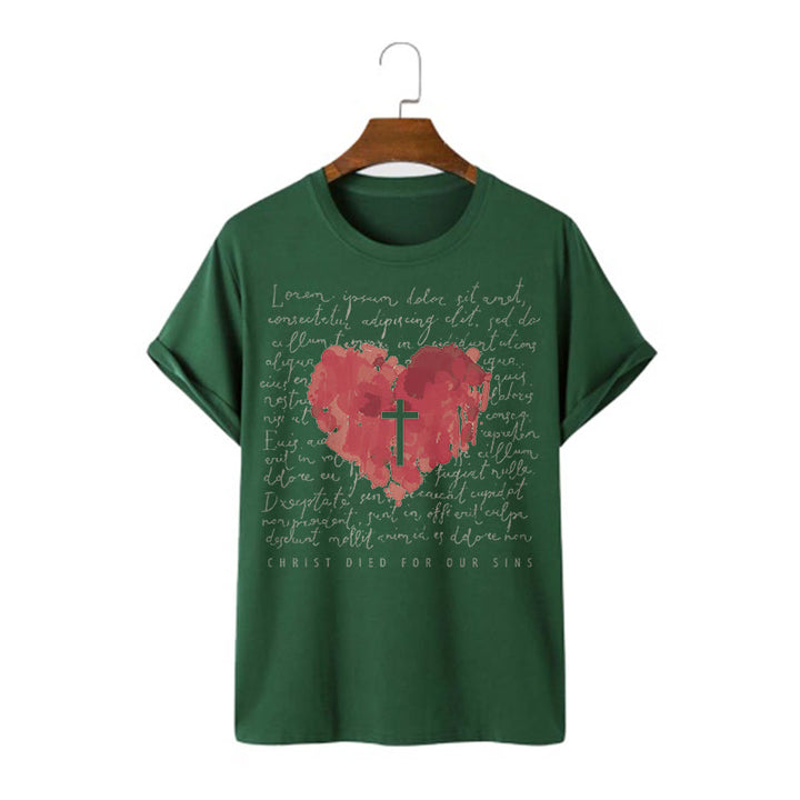 Christianartworkshop Fresh Style Kurzarm-T-Shirt mit Kreuz und Herz - Dunkelgrün - 2XL - image 9