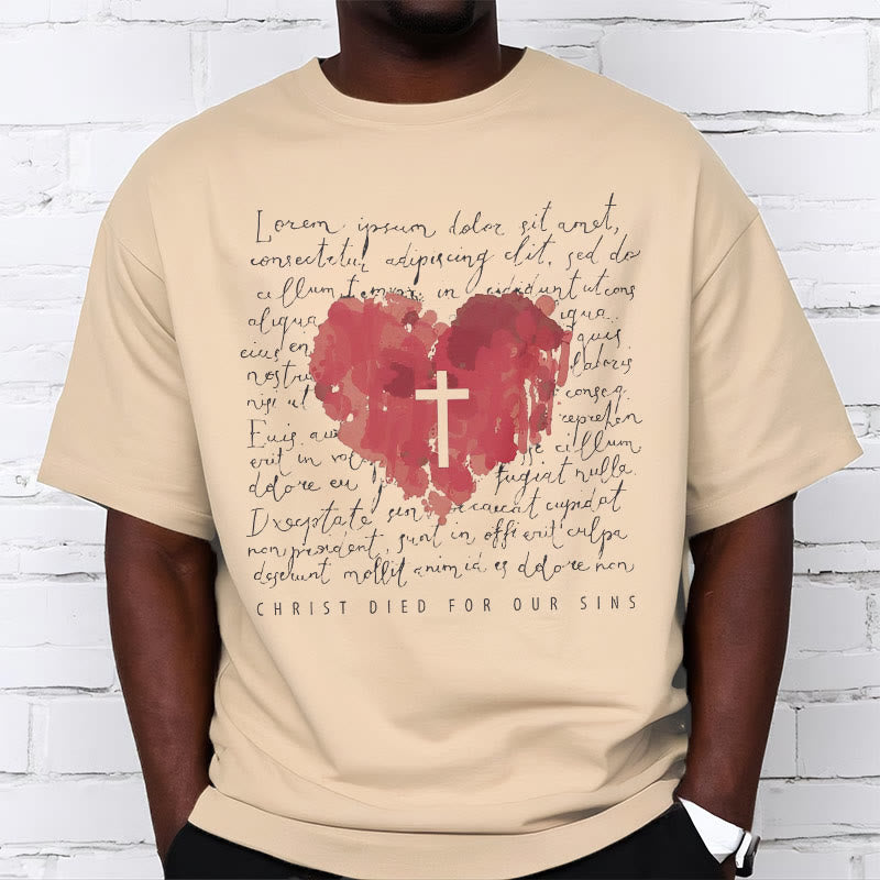 Christianartworkshop Fresh Style Kreuz und Herz Kurzarm gewaschenes T-Shirt