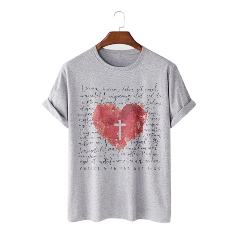Christianartworkshop Fresh Style Kreuz und Herz Kurzarm gewaschenes T-Shirt