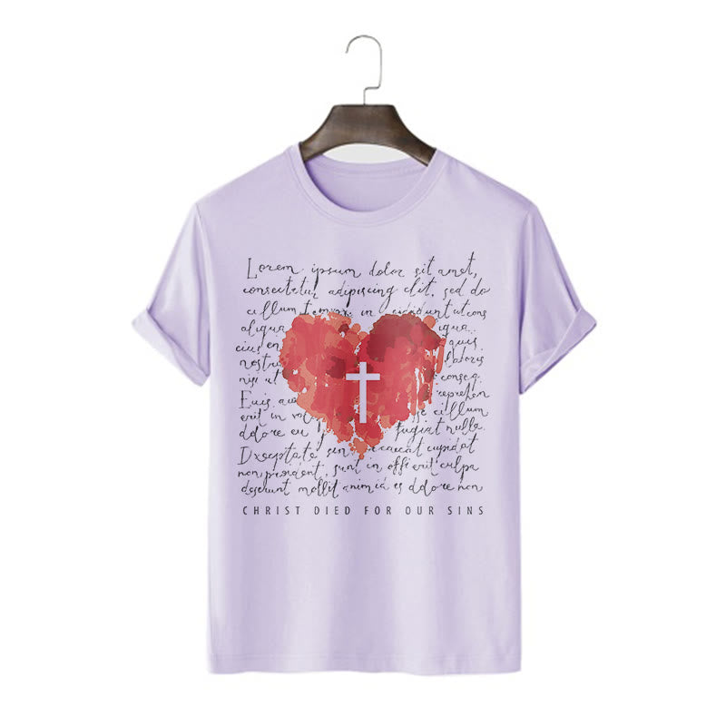 Christianartworkshop Fresh Style Kreuz und Herz Kurzarm gewaschenes T-Shirt