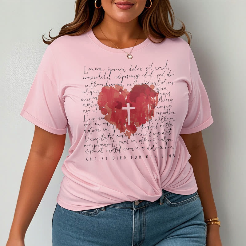 Christianartworkshop Fresh Style Kreuz und Herz Kurzarm gewaschenes T-Shirt