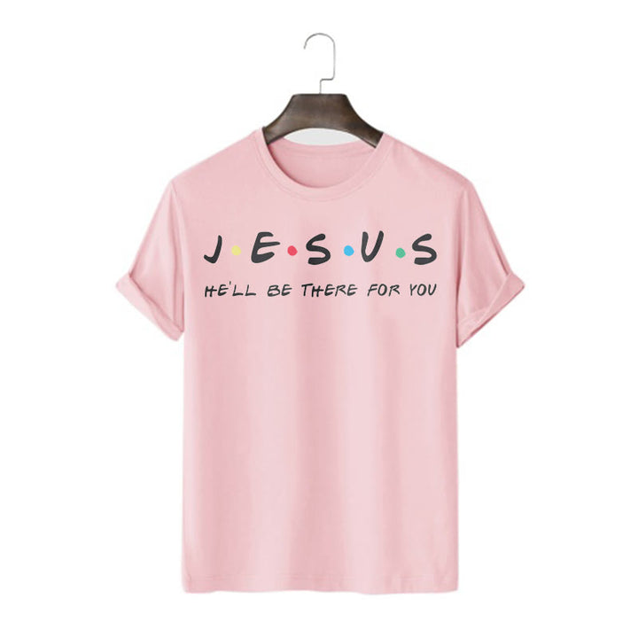 Christianartworkshop Moderner Stil Jesus He'll Be There For You Kurzärmeliges, gewaschenes T-Shirt