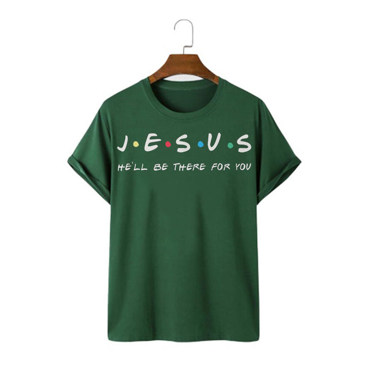 Christianartworkshop Moderner Stil Jesus He'll Be There For You Kurzärmeliges, gewaschenes T-Shirt