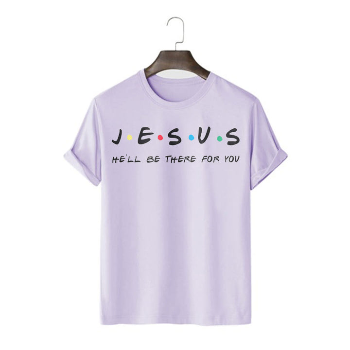 Christianartworkshop Moderner Stil Jesus He'll Be There For You Kurzärmeliges, gewaschenes T-Shirt