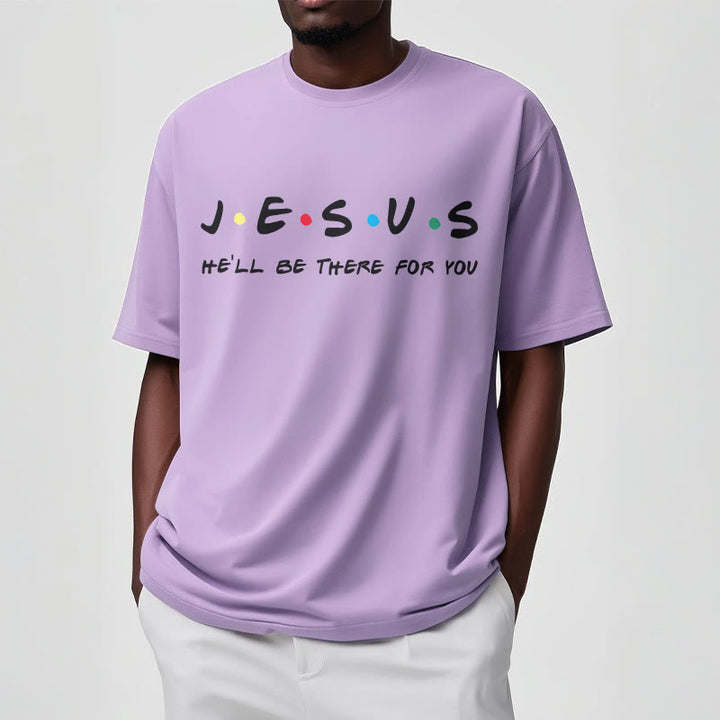 Christianartworkshop Moderner Stil Jesus He'll Be There For You Kurzärmeliges, gewaschenes T-Shirt