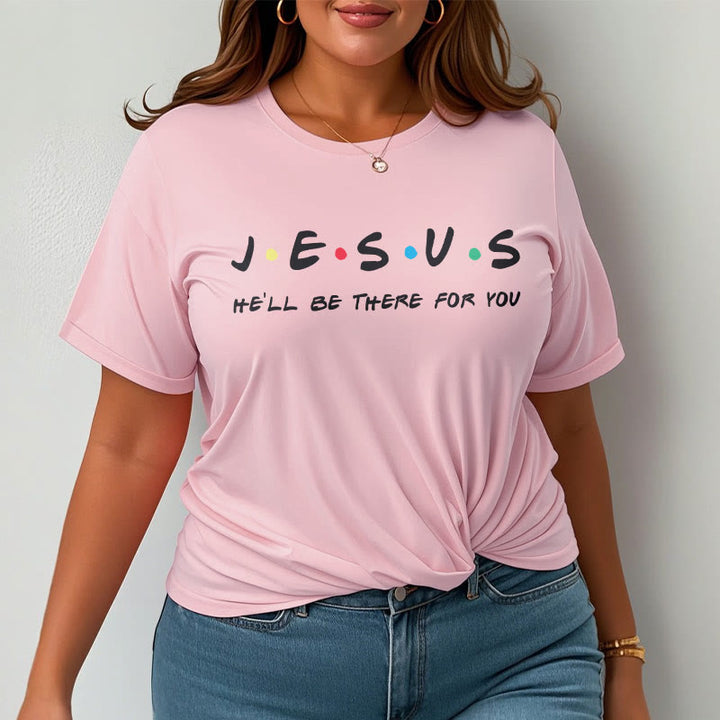 Christianartworkshop Moderner Stil Jesus He'll Be There For You Kurzärmeliges, gewaschenes T-Shirt