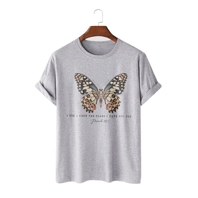 Christianartworkshop Modern Style Zitat Schmetterling Jeremia 29:11 Kurzärmeliges gewaschenes T-Shirt