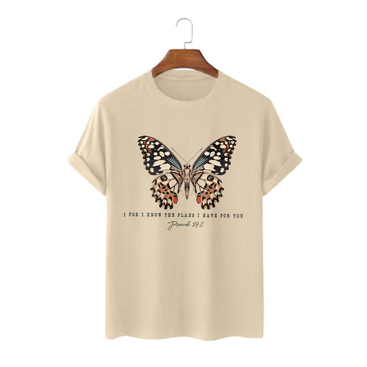 Christianartworkshop Modernes T-Shirt mit Schmetterlingsmotiv aus Jeremia 29,11 - Khaki - 2XL - image 4