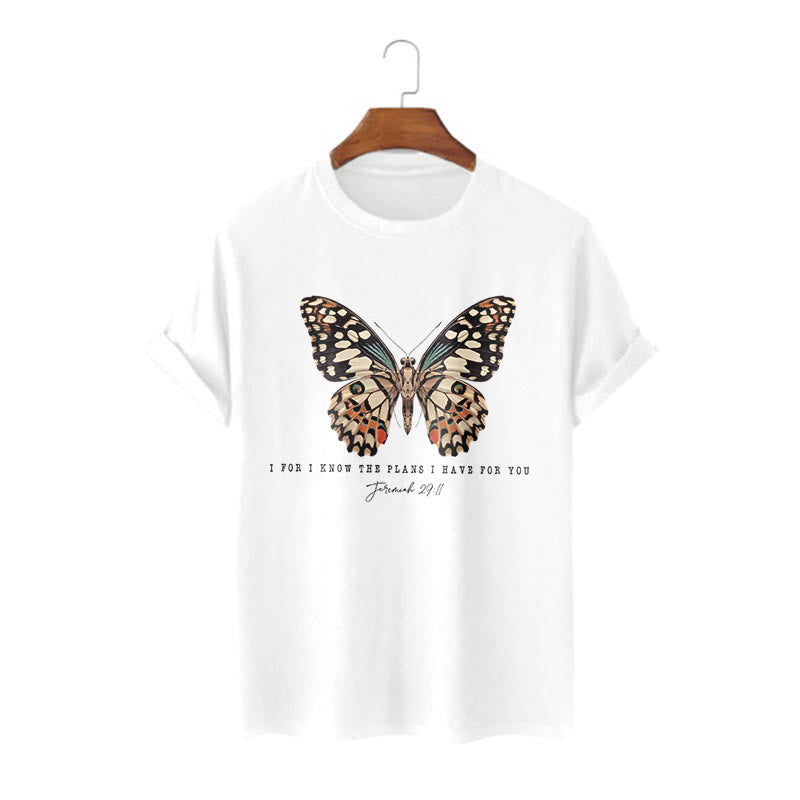 Christianartworkshop Modernes T-Shirt mit Schmetterlingsmotiv aus Jeremia 29,11 - Weiß - 2XL - image 2