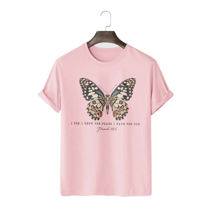 Christianartworkshop Modernes T-Shirt mit Schmetterlingsmotiv aus Jeremia 29,11 - Rosa - 2XL - image 10