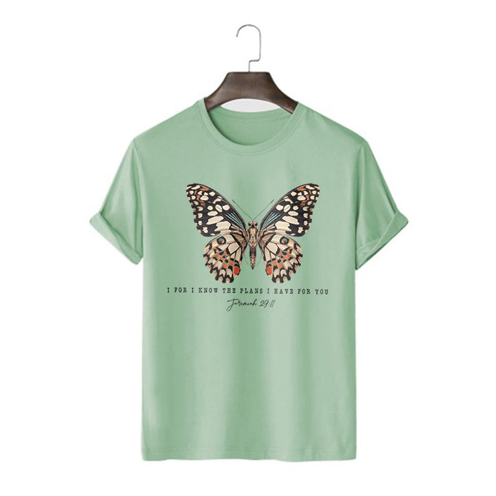 Christianartworkshop Modern Style Zitat Schmetterling Jeremia 29:11 Kurzärmeliges gewaschenes T-Shirt