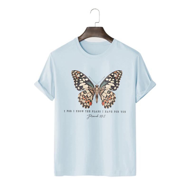 Christianartworkshop Modernes T-Shirt mit Schmetterlingsmotiv aus Jeremia 29,11 - Blau - 2XL - image 14
