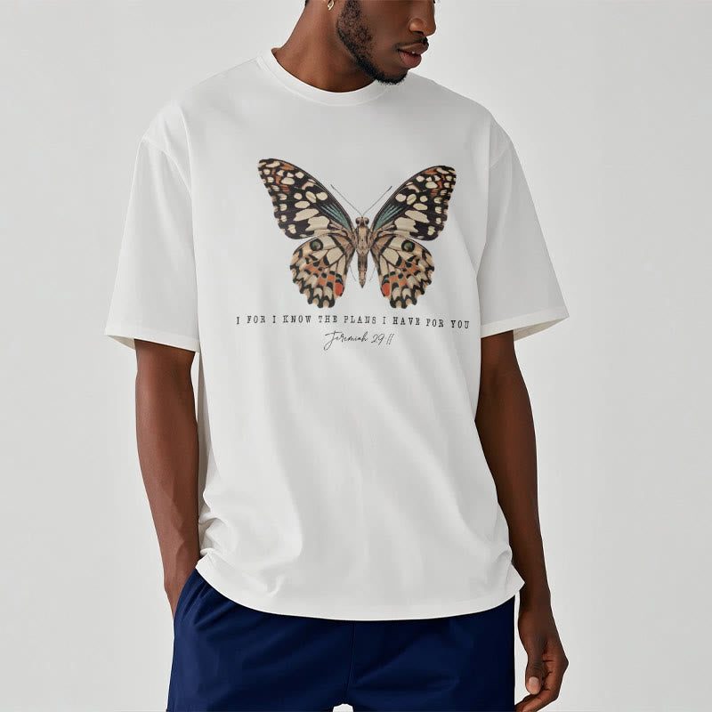 Christianartworkshop Modern Style Zitat Schmetterling Jeremia 29:11 Kurzärmeliges gewaschenes T-Shirt