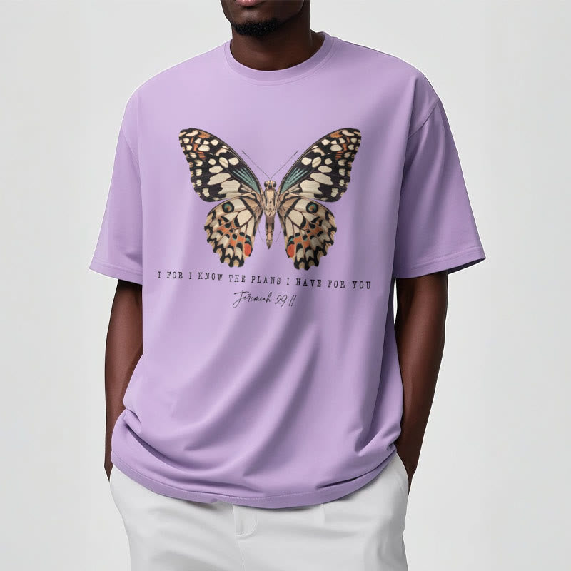 Christianartworkshop Modern Style Zitat Schmetterling Jeremia 29:11 Kurzärmeliges gewaschenes T-Shirt