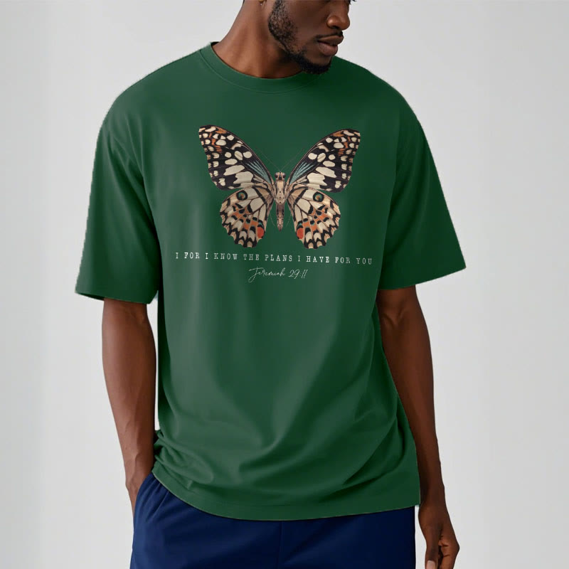 Christianartworkshop Modern Style Zitat Schmetterling Jeremia 29:11 Kurzärmeliges gewaschenes T-Shirt