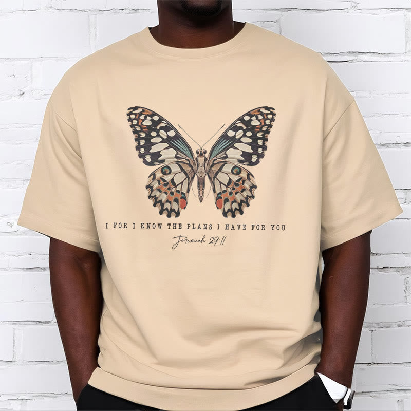 Christianartworkshop Modern Style Zitat Schmetterling Jeremia 29:11 Kurzärmeliges gewaschenes T-Shirt