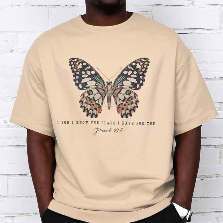 Christianartworkshop Modern Style Zitat Schmetterling Jeremia 29:11 Kurzärmeliges gewaschenes T-Shirt