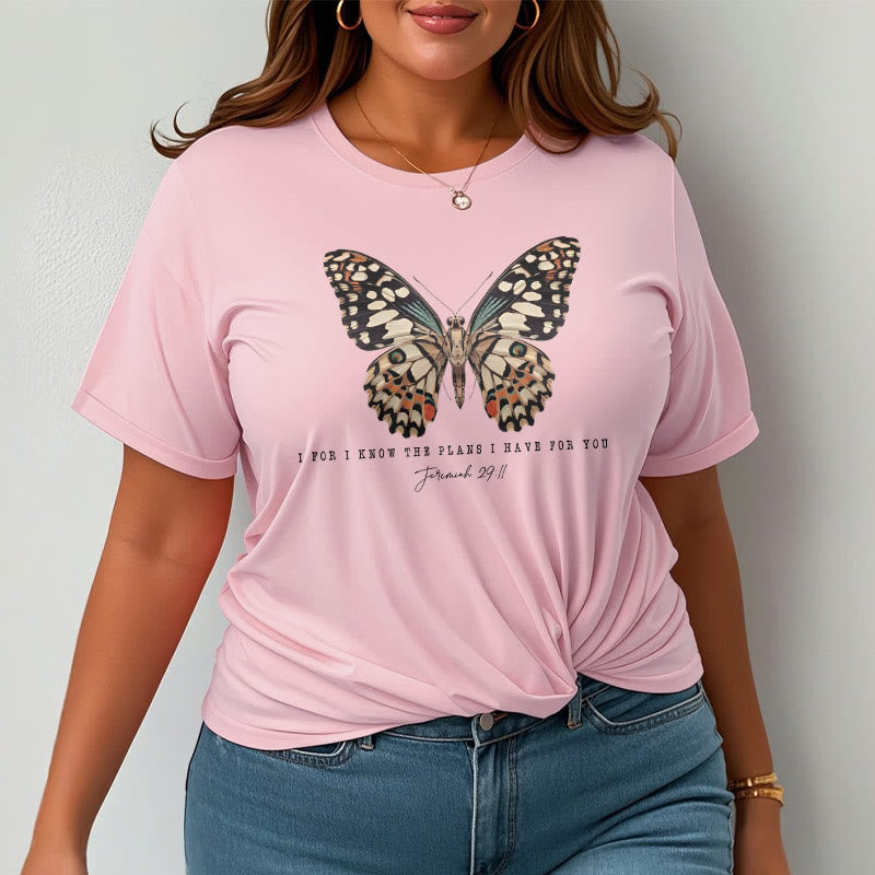Christianartworkshop Modern Style Zitat Schmetterling Jeremia 29:11 Kurzärmeliges gewaschenes T-Shirt