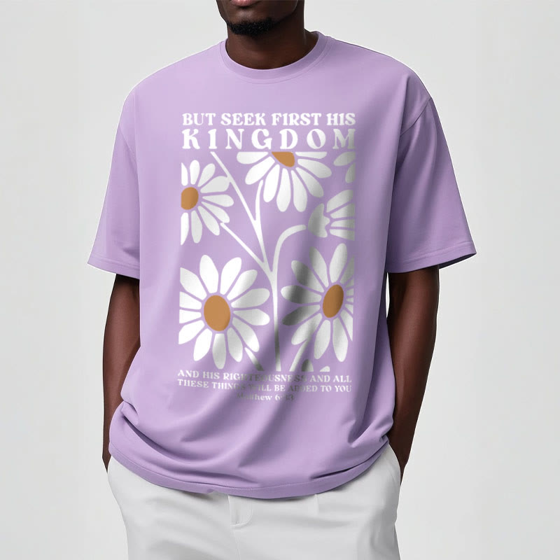 Christianartworkshop Zitat Stil Matthäus 6:33 Aber suche zuerst sein Königreich Floral Kurzarm gewaschen T-Shirt