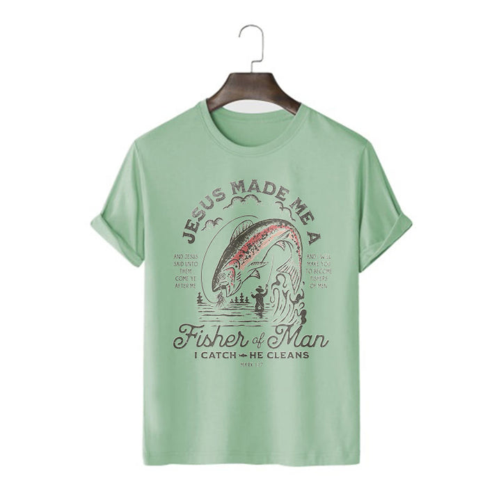 Christianartworkshop T-Shirt im Zitat-Stil „Jesus machte mich zum Menschenfischer“, kurzärmlig, gewaschen