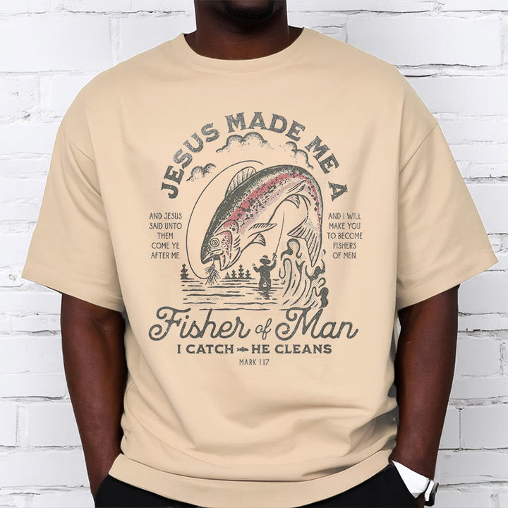 Christianartworkshop T-Shirt im Zitat-Stil „Jesus machte mich zum Menschenfischer“, kurzärmlig, gewaschen